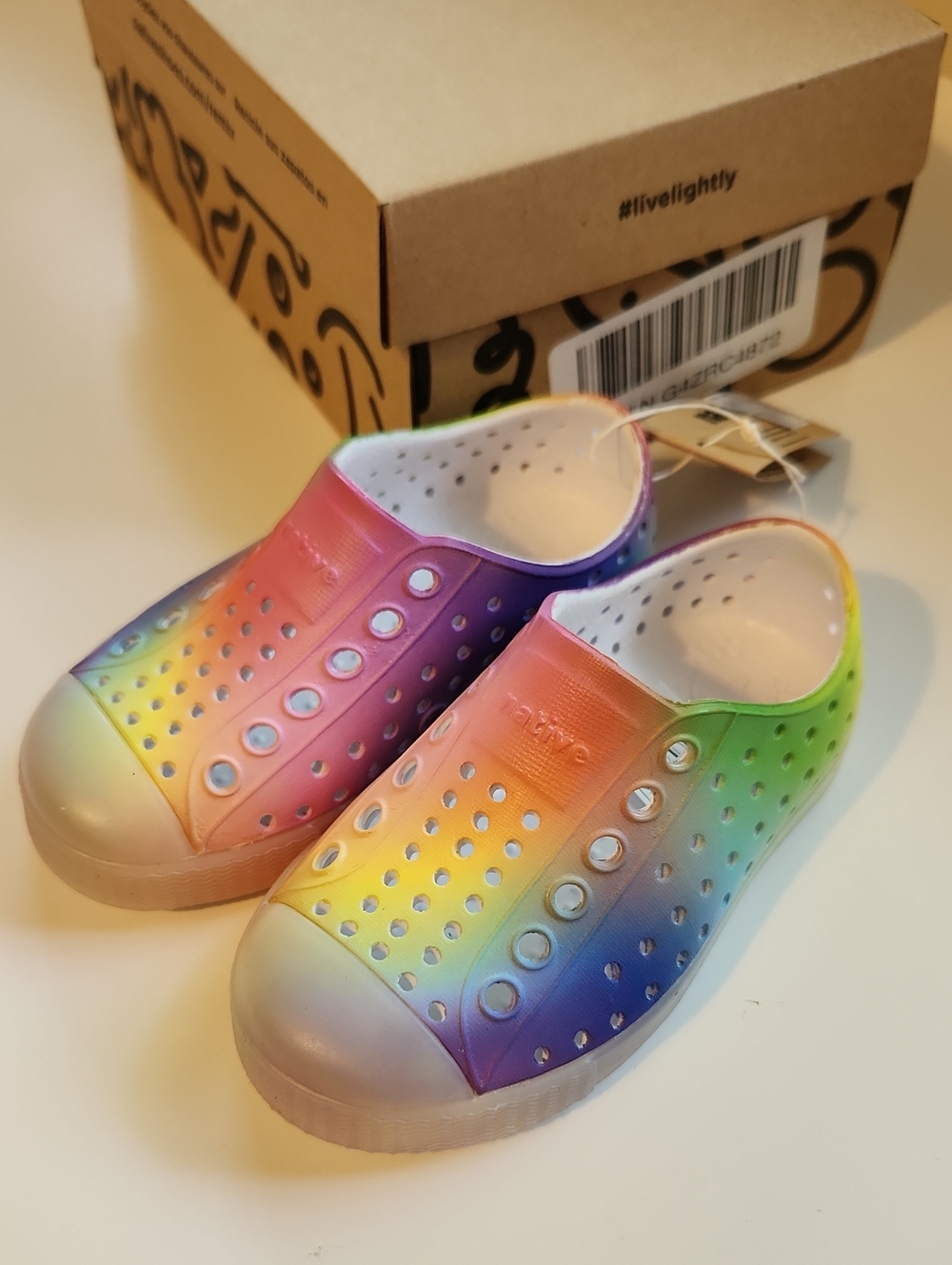 Native Kids Water Shoes - Rainbow Ombre Slip-On